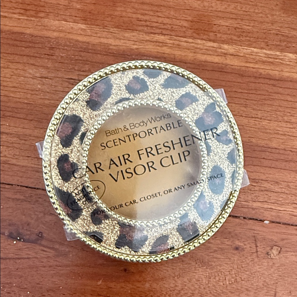 Bath & Body Works Gold and Brown Leopard Car Freshener Clip